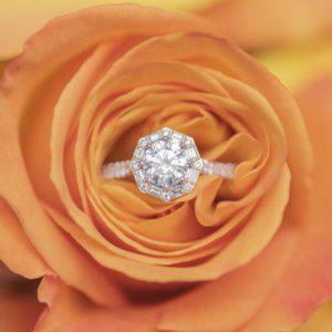 TACORI PETIT CRESCENT ROUND BLOOM MOISSANITE ENGAGEMENT RING
